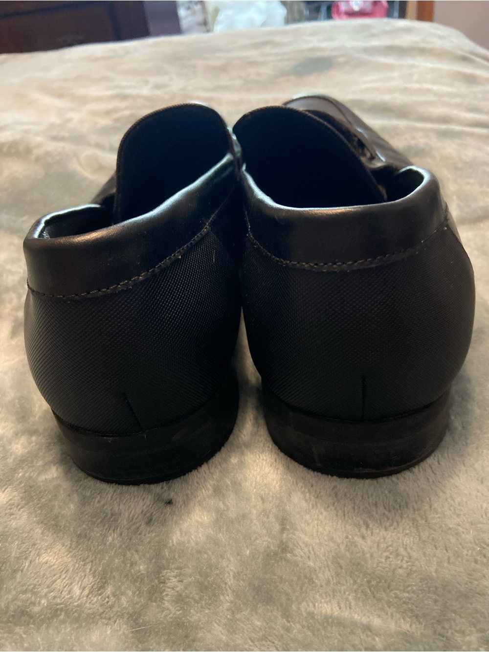 Calvin Klein Black Leather & Fabric Slip-On Loafers - Picture 3 of 6